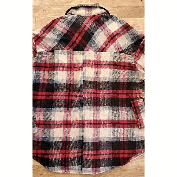 Hyfve Plaid Shacket Size Medium Red Black Cream - Picture 6 of 14